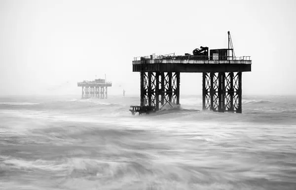 Tim Harris photographic work at the Royal Academy Summer Exhibition printed on photographic printing paper Fuji Gloss sea and platform