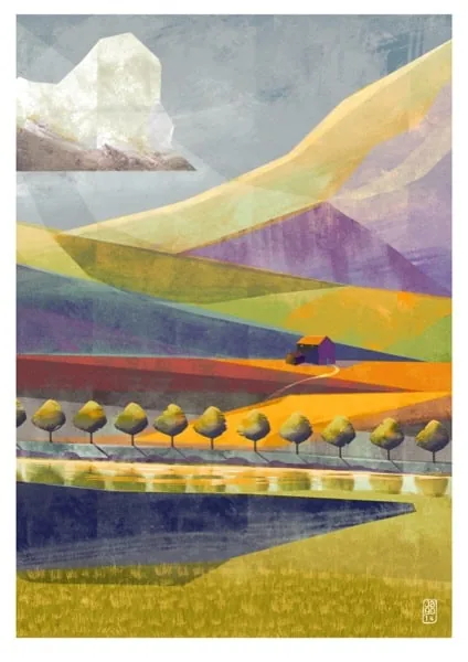 Jago Silver illustration work printed on Hahnemuhle German Etching paper colour landscape Jago Silver illustration work printed on Hahnemuhle German Etching paper colour landscape