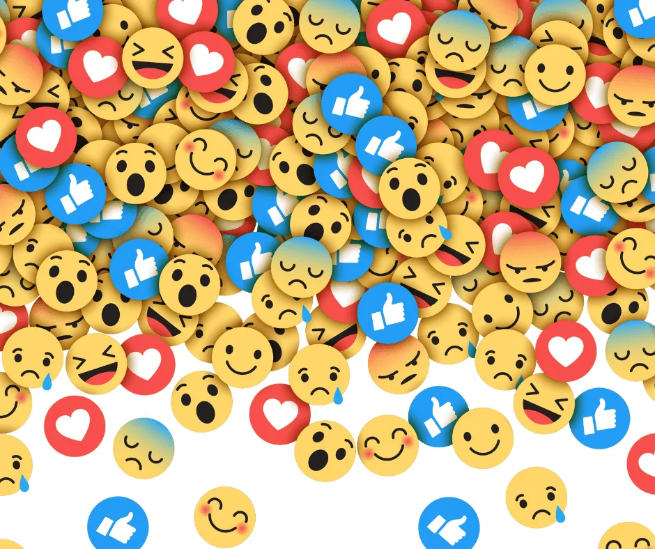 Social media reaction icons representing how artists promote and price their art for online collectors.